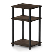 Furinno JUST Toolless 3-Tier Side Table, Open Shelf, Columbia Walnut | Soft-Corner, End Table, Night Stand, Bedside Table, for Living Room, Bedroom, Bathroom