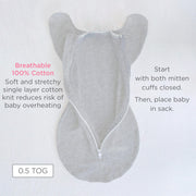 SwaddleDesigns Transitional Swaddle Sack, Cotton, Heathered Jadeite, 0-3mo | Arms Up Half-length Sleeve Partially Suppress Moro reflex, Most Gradual Transition Swaddle for Newborn, Safe for Rolling Baby