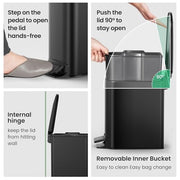 Cesun Small Bathroom Trash Can with Lid, 1.6 Gal, Soft Close, Matte Black | Step pedal soft close, Slim 5.9in fits narrow spaces, Stainless steel, Anti-fingerprint, Removable inner bucket, Odor seal