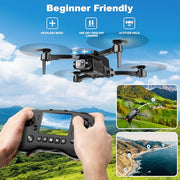 Drone with Camera, Screen on Controller Remote Control Quadcopter FPV Drone | Drone with Built-in Screen Controller for Beginners, Foldable, Gesture Control, 3D Flip, One-Key Start, and Emergency Stop