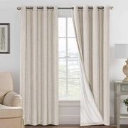 H.VERSAILTEX 100% Blackout Linen Curtains 84" L 2 Panels Natural | Total Black Out Drapes, Room Darkening Thermal Insulated, Grommet, GRS Certified, 52"W x 84"L Each for Bedroom/Living Room