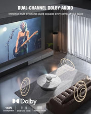 【Google TV & High Brightness】4K Outdoor Projector with WiFi and Bluetooth | VOPLLS Smart Short Throw Movie Gaming Proyector with HDR10/Dual Dolby Audio/ AI Auto Focus for Bedroom Home Theater