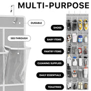 Simple Houseware 24 Pockets Clear Over the Door Shoe Organizer, Gray | 64" x 19", 4 Durable Metal Hooks, 4.3" x 9.5" Pocket Size, Multipurpose