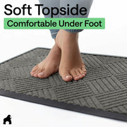 GORILLA GRIP WeatherMAX Door Mat, Indoor and Outdoor Use, Gray Diamond | 100% Waterproof Outdoor Doormat, US Designed, Stain & Fade Resistant, Low Profile Front Door Mat Easy Clean Welcome Mat 29x17