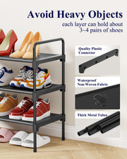 Kitsure Shoe Rack for Closet, Shoe Storage, 27.6" Wide - 3 Tiers, Black | Shoe Organizer for Closet, Entryway, Living Room, Space-Saving Shelf, Sturdy Zapateras Slots
