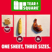 Brawny Tear-A-Square 3-Ply Paper Towels, 6 Double Rolls = 12 Regular Rolls | Strong, absorbent, and durable to tackle any tough mess