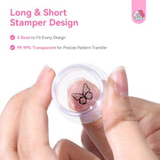 SAVILAND French Tip Tool Silicone Nail Stamper 4PCS | Long & Short Silicone Nail Stamp with Scrapers, Fast Easy French Nails, Nail Stuff for French Manicure Home DIY Salon