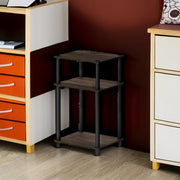Furinno JUST Toolless 3-Tier Side Table, Open Shelf, Columbia Walnut | Soft-Corner, End Table, Night Stand, Bedside Table, for Living Room, Bedroom, Bathroom