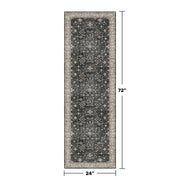 Black Boho Washable 2x6 Runner Rugs for Hallway Kitchen Bedroom Beside Laundry Room Bathroom Rug, Pet & Kids Friendly, Non Slip Low Pile Stain Resistant Soft Foldable Long 24 x 72 Floor Carpet