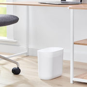 iDesign Small Slim Plastic Bathroom Trash Can, White | Bedroom, Office, Desk, Dorm