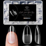 Modelones Almond Nail Tips 510pcs Medium Clear Soft Fake Press On Nails Tip | Pre Etched Half Matte Full Cover Clear Acrylic Gel False Press on Extension