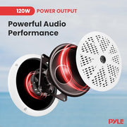 Pyle Marine Radio Receiver Speaker Set 12v Single Din Style Bluetooth Compatible Waterproof Digital Boat In Dash Console System with Mic 4 Speakers, Remote Control, Wiring Harness PLMRKT38W (White)