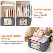 Fab totes 6 Pack Storage Bags for Clothes Blanket Storage Bins with Lids | Foldable Closet Organizers with Zippers,Window and Handles,Fabric Storage Bins for Sweater,Comforter,Bedding,Dorm essentials