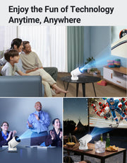Mini Projector, Portable Projector 4K Support and 5W Speaker | with WiFi 6 & Bluetooth 5.4, 180° Rotatable, Auto Keystone & Manual Focus, Projector with HDM, USB, Phone, Laptop(Ultra)