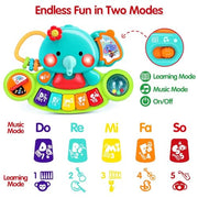 Baby Piano Toys 6-12 Months, Elephant Piano Keyboard Newborn & Infant Toys | Light Up Musical Toddler Toys for 1 Year Old Boy Girl, Christmas & Birthday Gifts For 12-18 Months, 6 7 8 9 Month Old Toys