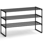 SONGMICS Shoe Rack, 3-Tier Shoe Organizer, Metal Storage Shelf | for Entryway, Upright or Upside Down, for 16-20 Pairs, Stackable, 11.8 x 36.2 x 21.7 Inches, Black ULSA303B02