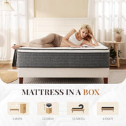 Queen Mattress, 12 Inch Queen Size Hybrid Mattresses in a Box | Medium Feel Foam and Individual Pocket Springs, Fiberglass Free Mattress, Extra Edge Support, Pressure Relief, CertiPUR-US