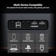 HAPPRUN 2000 ANSI 4K Decoding Projector with WiFi and Bluetooth, Auto Focus | 300'' Display for Indoor/Outdoor, Portable Home Theater, Smart Movie Projector Compatible with Phone/TV Stick/PC/PS5